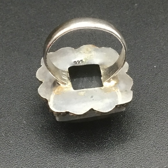 RING STERLING SILVER .925 with RAW LABRADORITE SQUARE CUT STONE - Picture 7 of 10